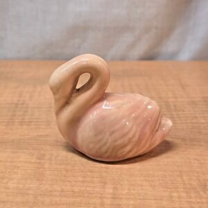 Swan Porcelain Figurine Pink Peach 2" Trinket Collectible‎